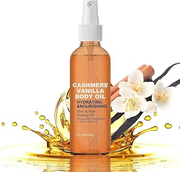 Vanilla Cashmere Body Oil, Cashmere Vanilla Body Oil, Moisturizing & Hydrating Body Oil, Vanilla Cashmere Spray, 1 pc for Dry Skin and Hair