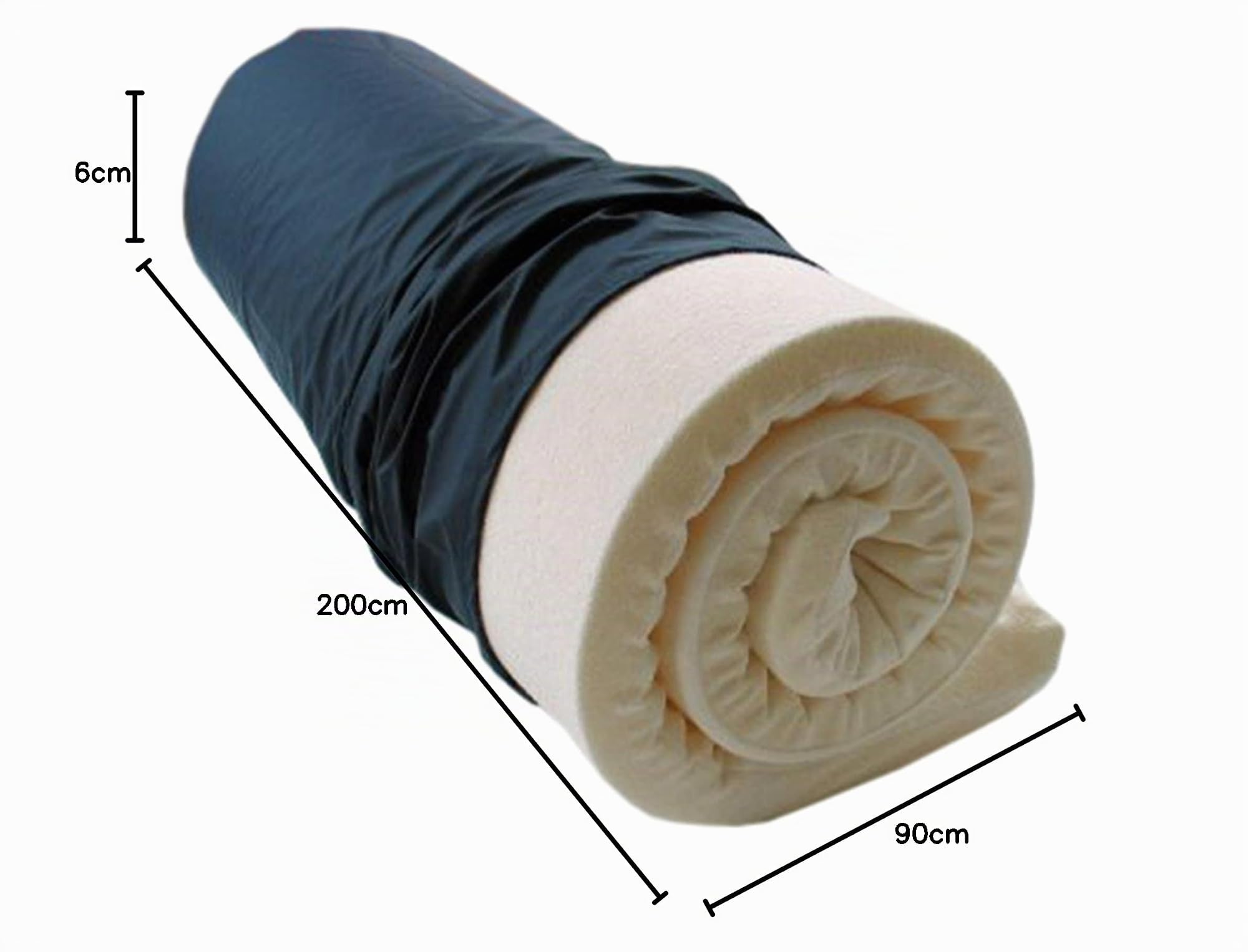 Biona Reise-Matratzenauflage 6 cm Viscoschaum+Bezug+Matchsack (Frottee weiß, blau)