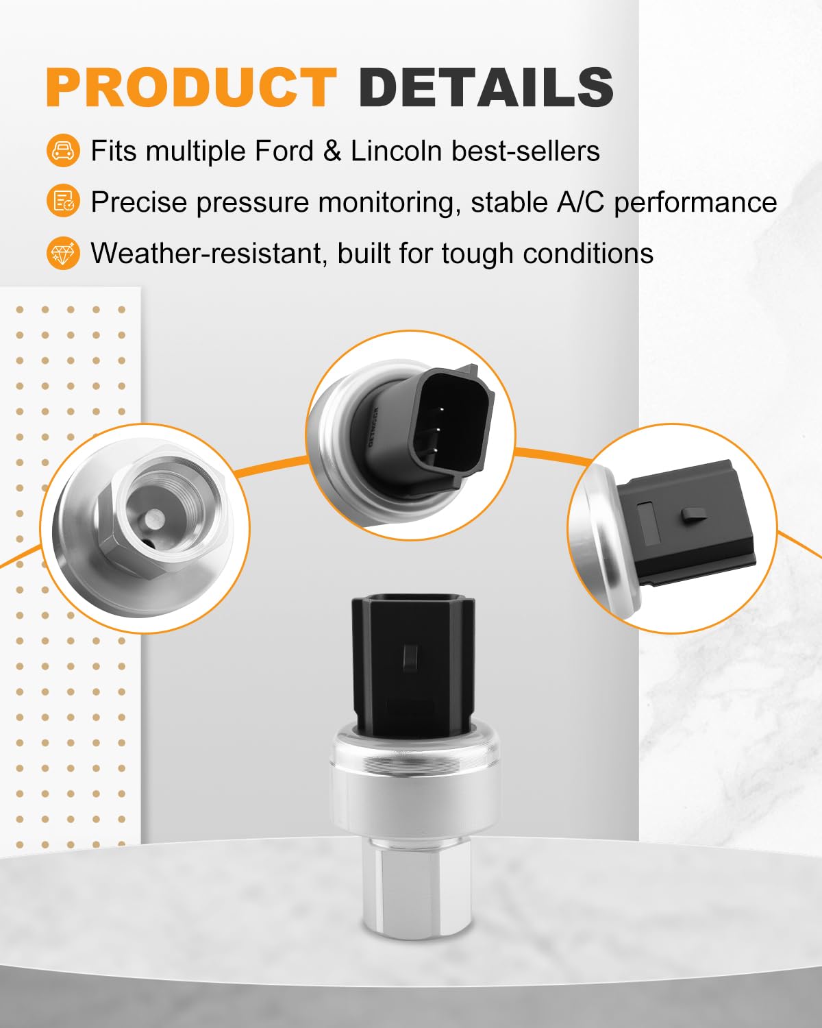 A/C Pressure Transducer Sensor Switch Fit for Ford F150 Expedition Explorer Escape Fusion Fiesta, Fit for Lincoln MKX MKZ, BT4Z19D594A BT4Z-19D594-A SW10101C YH2034 37340 1S16870 1711937 MT3500