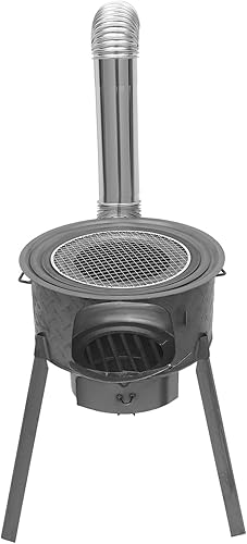 Miniatura 6 de Estufa de leña, estufa de leña con 3 anillos de wok, carga de 330.69 libras desmontable multifunción estufa de tienda de campaña caliente para