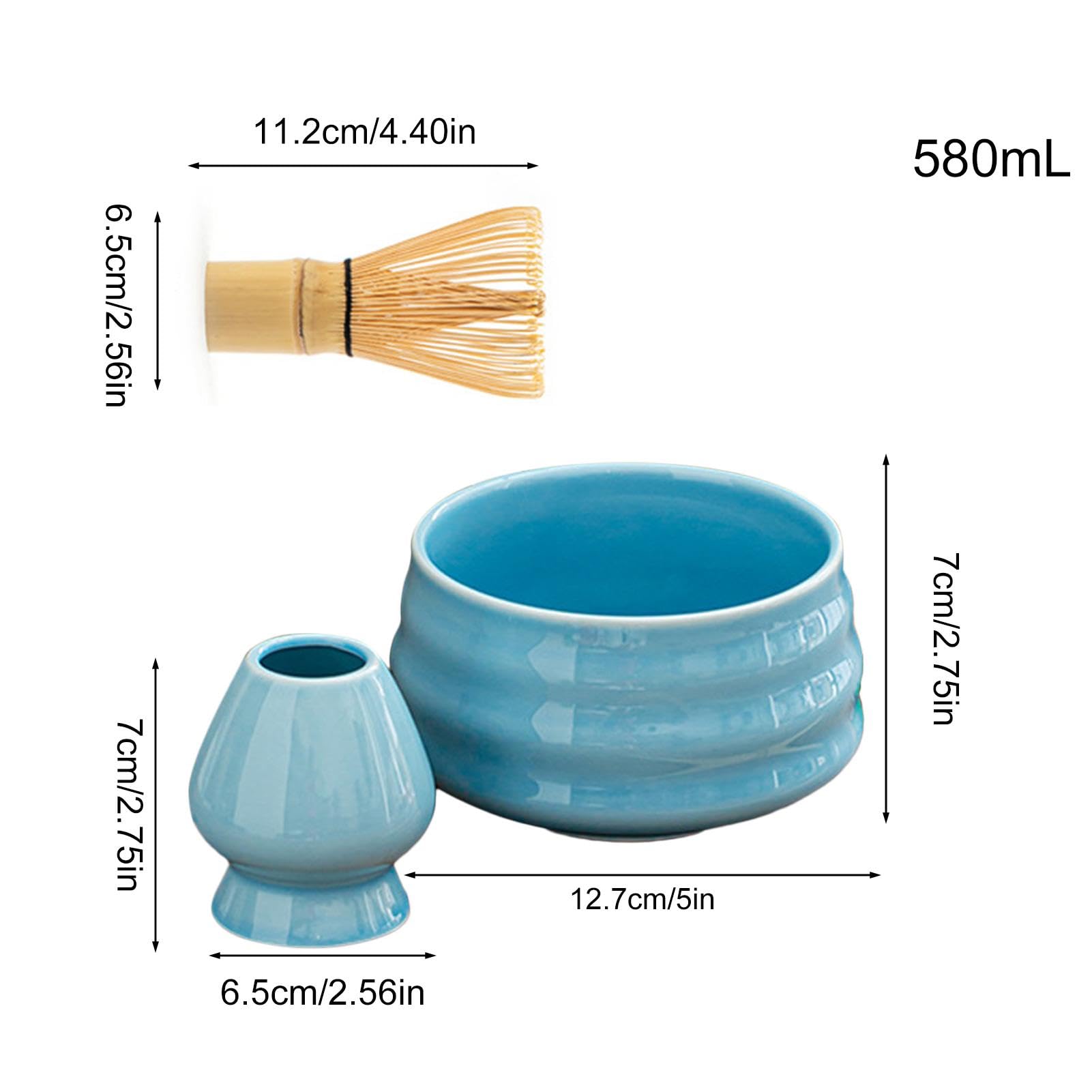Matcha Tee-Set (6-teilig) – Inkl. Schale Mit Ausgießer, Bambus-Schneebesen, Schaufel, Sieb & Halter – Komplettes Japanisches Tee-Zubereitungsset