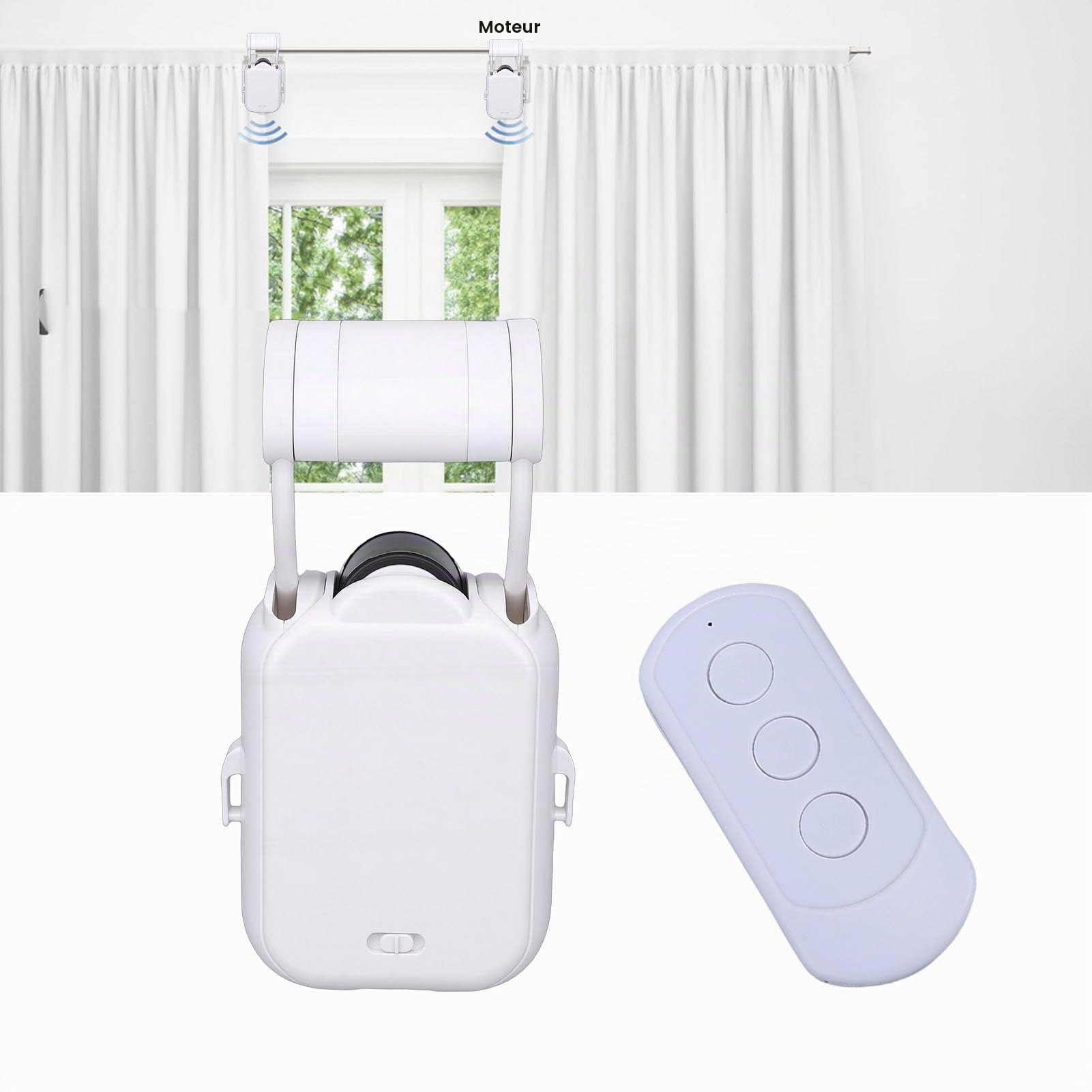 AUNMAS Ouvre-Rideau Automatique, Robot de Rideau électrique Intelligent avec Contrôle par Application pour, Moteur Silencieux sans Perceuse avec Batterie 5200 MAh pour Fenêtre de