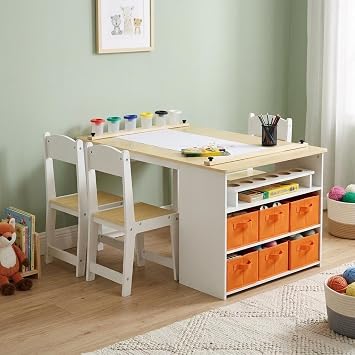 Garvee 4 in 1 Kids Art Table and Chair Set with Storage Drawers,Organize