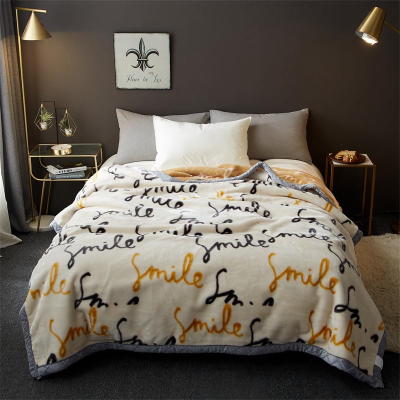 Fleece Plush Blanket Twin Size 59x79inch, Thick Heavy Korean Mink Blanket, Silky Soft,Warm, 2 Ply Reversible Raschel Bed Blanket for Autumn Winter