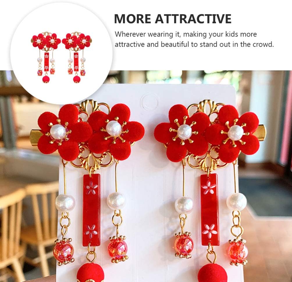 Lurrose Kid Hanfu Headwear Chinese Style Tassel Hairpin Ancient Style Hair Clip Girl Hair Accessories Traditional Chinese Ornament for Baby - Image 4