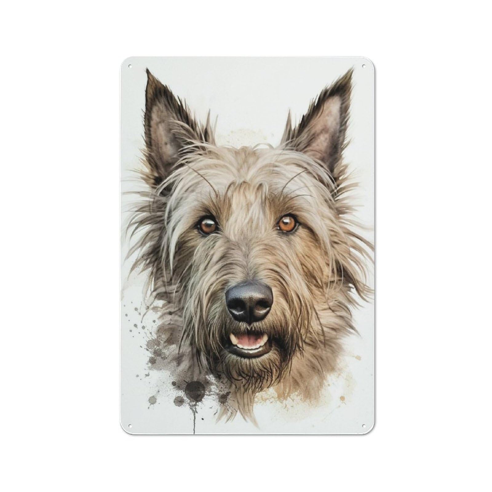 Junmoney Dog Portrait Watercolor Style Rustic Tin Wall Plaque 30X20cm Featuring For Pub Or Café, A Decorative Christmas Gift For Café Interior Fans