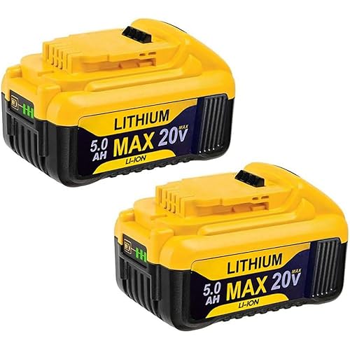 2-Pack Replacement for Dewalt 20V Max Battery: 5.0Ah Lithium Batteries Compatible with Dewalt Battery DCB208 DCB200 DCB206 DCB205 DCB204 DCB203 DCB180 Cordless Power Tools