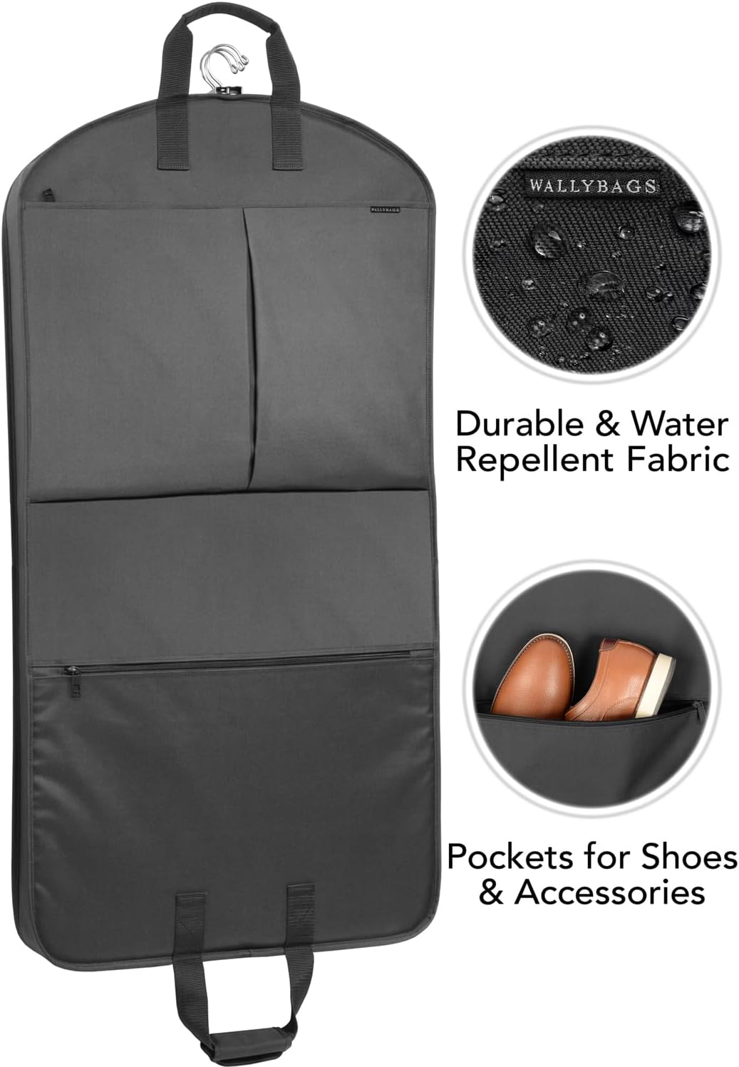 WallyBags® 45” Deluxe Extra Capacity Travel Garment Bag with two accessory - Image 3