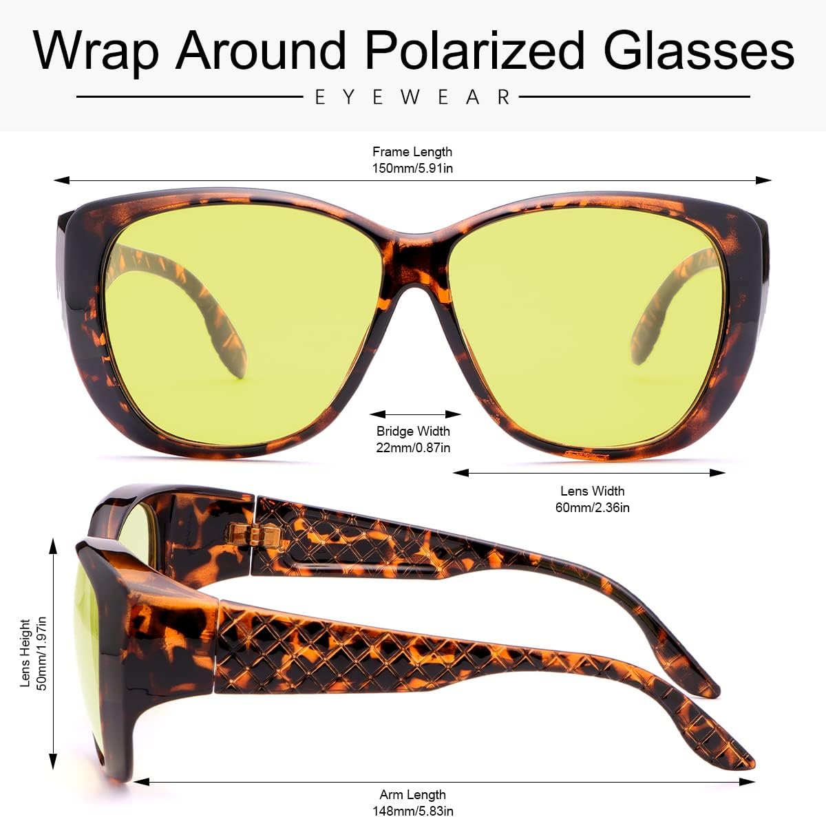 Driving Glasses Fit Over Prescription Glasses Anti Glare Polarized Wrap Around Night Vision Glasses for Men Women