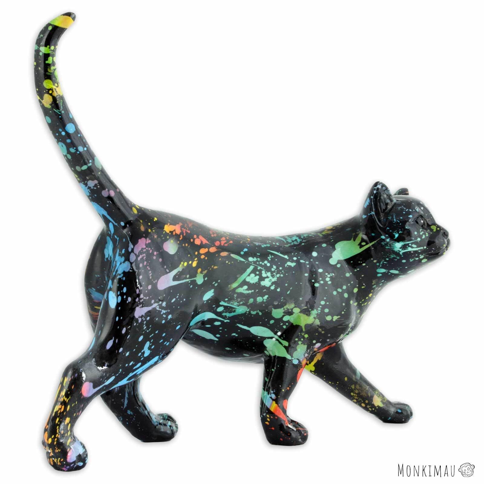 MONKIMAU Figura de gato negro de resina hecha a mano para decoración de mesa y salón, figura de gato para amantes de los gatos, regalo