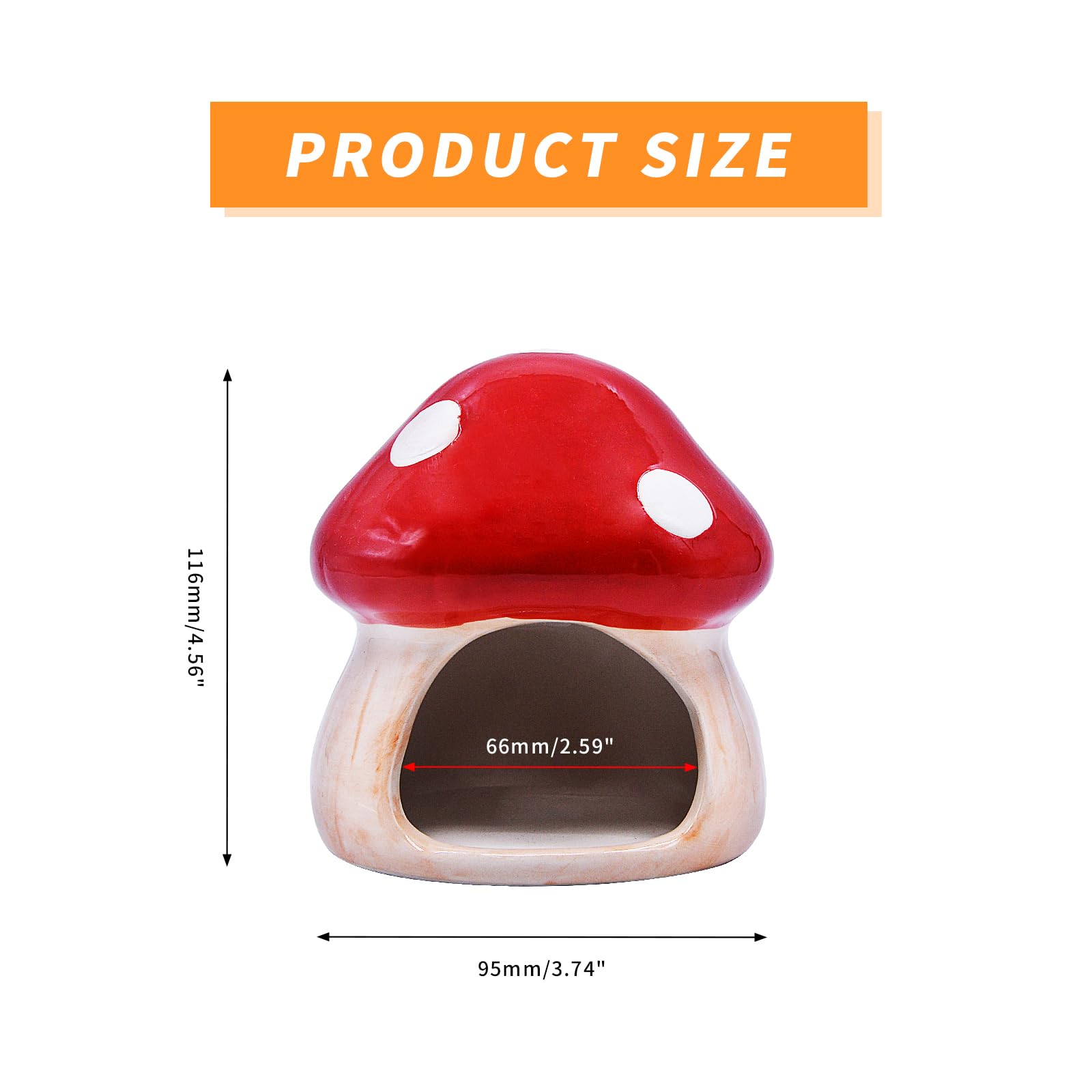 Uotyle Ceramic Fish Tank Accessories Cute Mushroom House Aquarium Decoration Hideout Cave Decoration for Small Fish Shrimp (Red) - Image 2