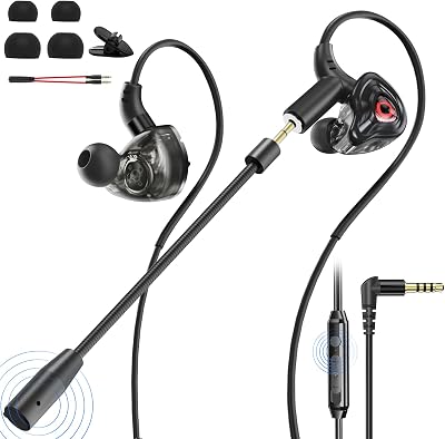 BlueFire Wired Gaming Earbuds with Microphone, Deep Bass in-Ear Monitors Earphones, HiFi Noise Cancelling Headphones for Music Gaming Video Calling