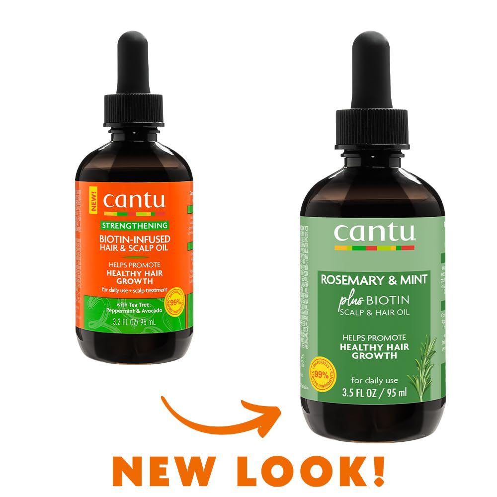 CANTU Strengthening Biotin-Infused Hair & Scalp Oil with Rosemary and Mint 95ml (Packaging may vary), Orange, 95 ml (Pack of 1) - Image 2