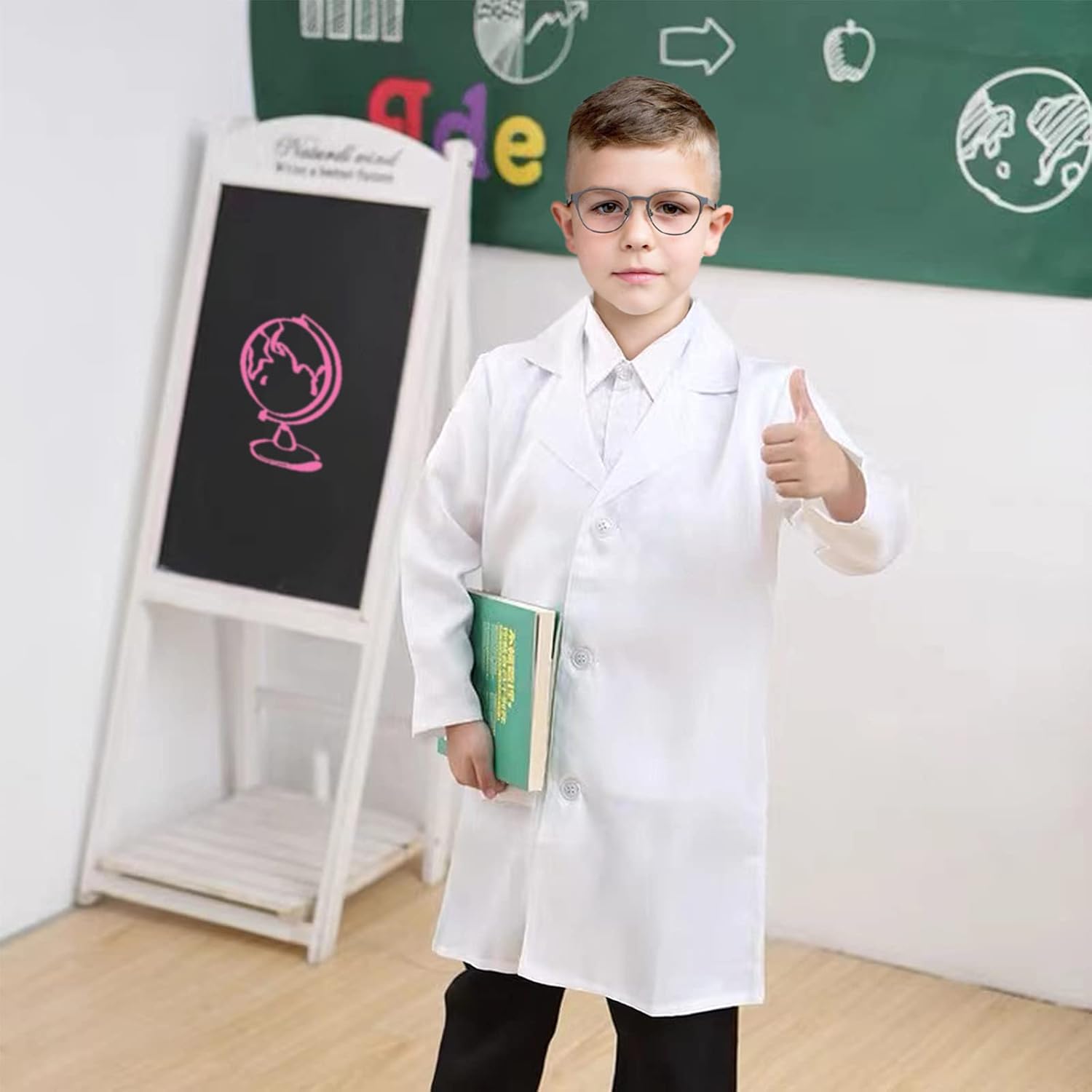 Miniatura 2 de Abrigo de laboratorio para niños abrigo de médico blanco con juguetes de estetoscopio abrigo de veterinario para niños disfraz de médico para niños