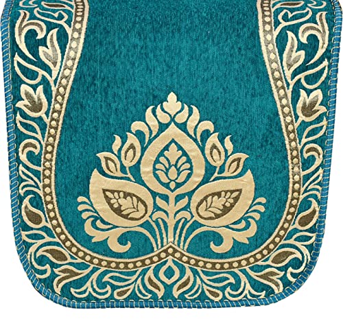 Image of Sofa Seater Slip Covers with Arm and Cushion and Table Cover - 3+2 Seater Velvet Sofa Cover Set for Single Sofa Couch - 5 Seater Sofa Seat Protector Slip and Back Covers, 2701 Sky