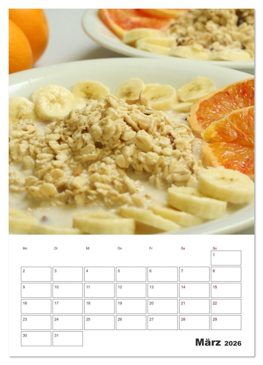 Süße Haferflocken mit Obst (Wandkalender 2026 DIN A2 hoch), CALVENDO Monatskalender: Haferflocken-Vielfalt: Overnight Oats, Porridge und frische Früchte (CALVENDO Lifestyle)
