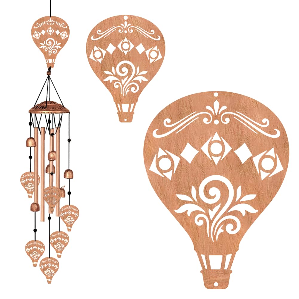 BEUNITONE Hot Air Balloon Style Metal Wind Chimes for Outside, Waterproof Aluminum Windchimes with Hook for Outdoor Garden Patio Porch Decor, 33“ Memorial Wind Chimes Friendship Gifts for Women