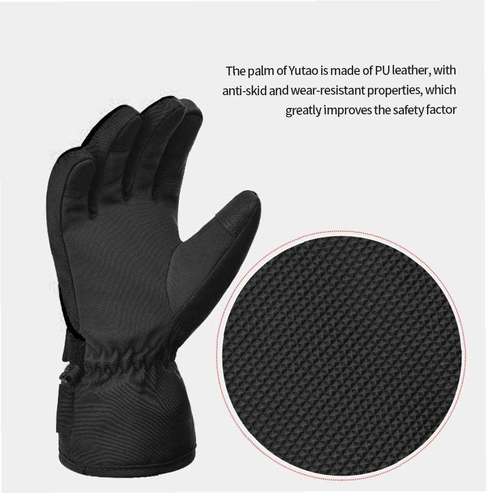 Guanti da Sci per Bambini Snowboard Invernale Isolamento Termico da Neve Antivento Impermeabile Touch Screen a Dito Pieno Guanti Neri per Il Freddo (s M)