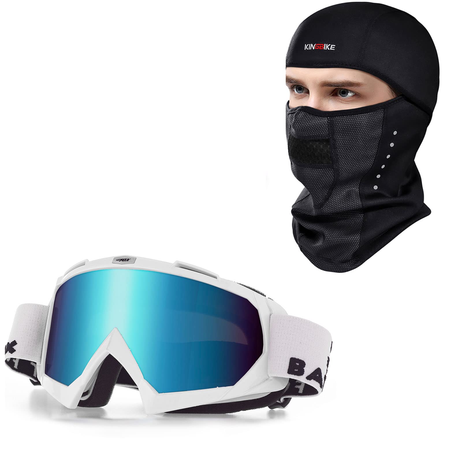 BATFOX Dirt Bike Goggles Motorcycle Gear ATV Riding Motocross and KINGBIKE Face Mask