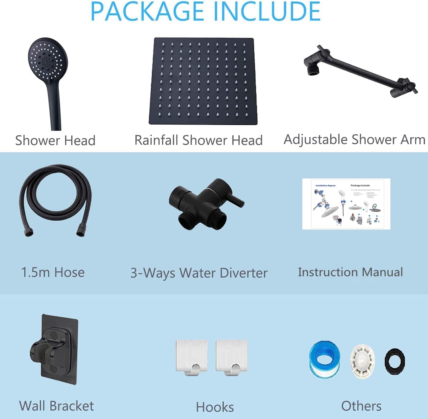 Authеntіс Crаzу Dеаlѕ High Pressure Shower Head with Handheld, Metal 8'' Rain Showerhead and 5 Settings Handheld Shower Combo with Adjustable Shower Arm (Matter Black) 🔥 Cаѕhbасk uр tо 70% High Pressure Shower Head with Handheld, Metal 8'' Rain Showerhead and 5 Settings Handheld Shower Combo with Adjustable Shower Arm (Matter Black)