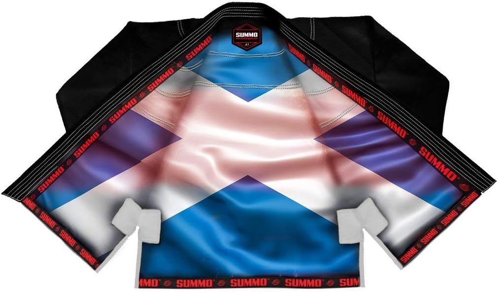 Premium Scottish Black Sublimation Brazilian Pearl Weave Jiu Jitsu Gi - Built in Rash Guard - with Rash Guard Lining (BJJ GI)