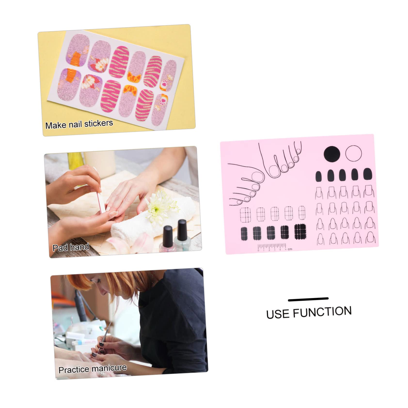VICASKY Acrylic Nail Training Mat Silicone Nail Art Practice Sheet for Application for Nail Techs and Manicurists for Acrylic Nails and Gel Nails