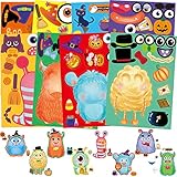 48 Pcs Make Your Own Monster Sticker Sheets Halloween Stickers Craft for Kids Home Classroom Party Favor Games Art Craft School Rewards