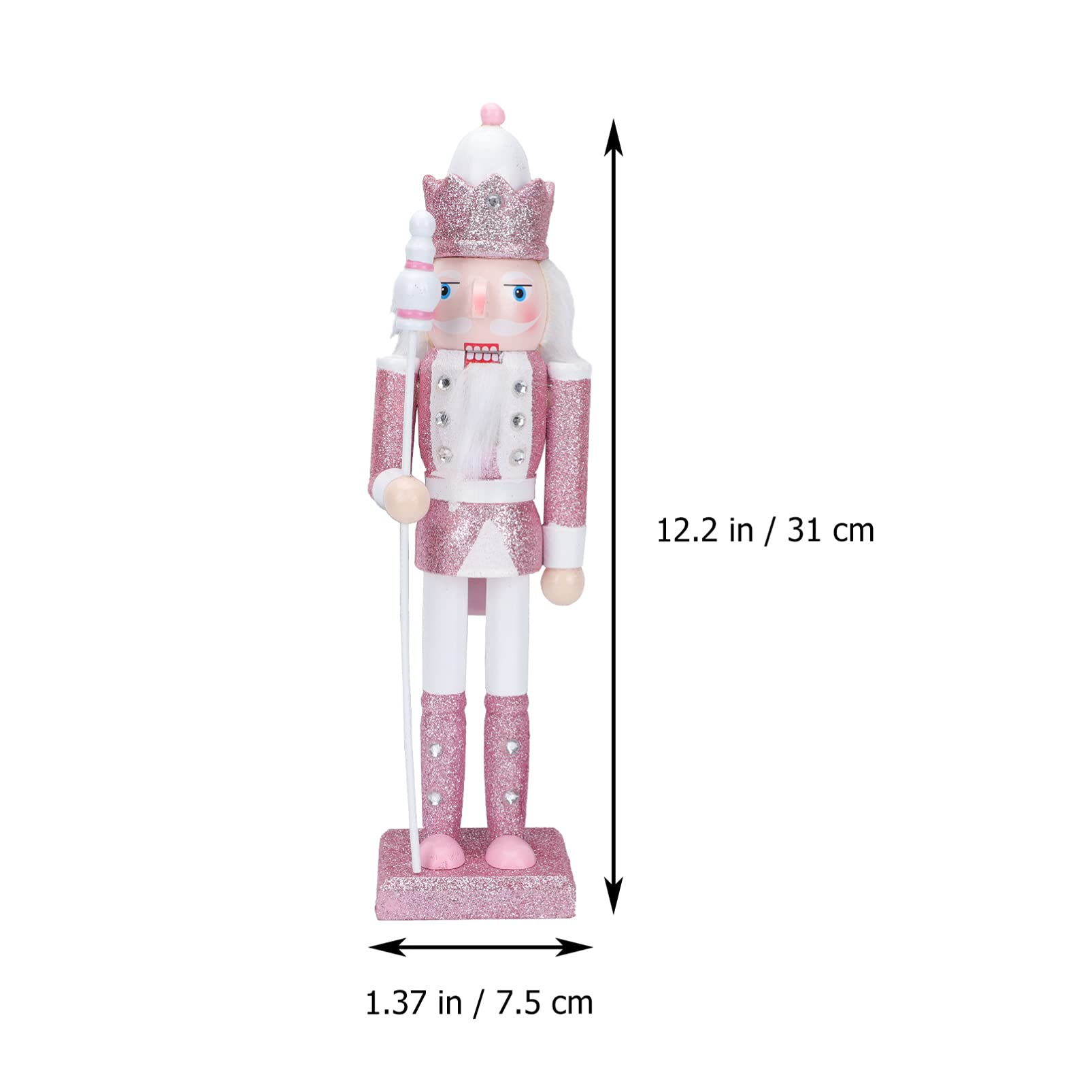Amosfun Nutcracker Soldier Christmas Nutcracker Figure Wooden Nutcracker Figure Soldier for Christmas Party Home Outdoor Decoration (Pink)