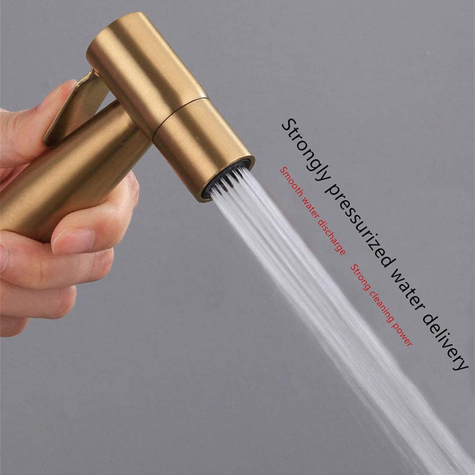 Spruzzatore per Bidet Portatile per WC, Kit spruzzatore in Acciaio Inossidabile 304, Maniglia Singola, Bidet Portatile per WC per Bagno per Animali Domestici, igiene Personale, Oro Spazzolato