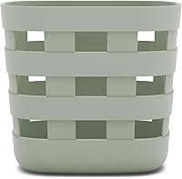 Lalo Bath Time Storage Bin - Non-Toxic Woven Baby Bath Organizer, Quick-Dry Removable Bin, Wall Mount, Sage 9x5.5x8.5in