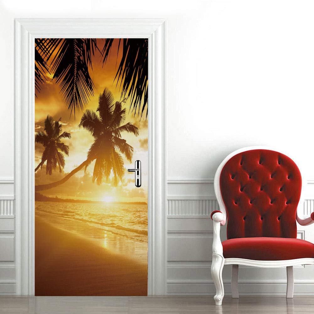 Stickers muraux auto-adhésif pvc imperméable sticker porte trompe l'oeil effet 3d 63x205