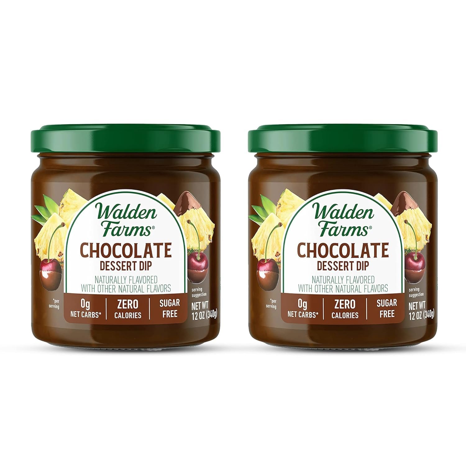 Walden Farms Chocolate Dessert Dip – Zero Calorie, Sugar Free, Keto & Fat Free Sweet Topping for Fruit, Pretzels, Yogurt & More – 2-Pack, 12 oz Bottles