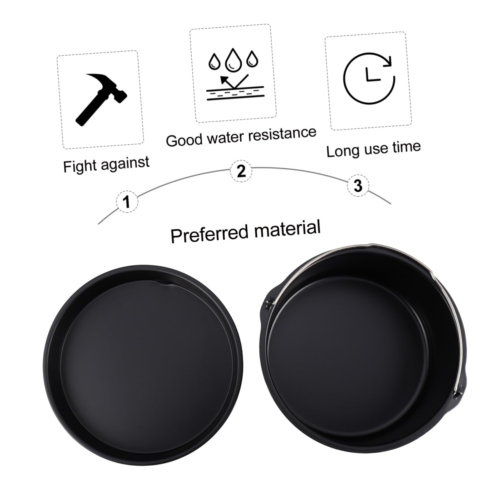 Moule à Gâteau Rond en Acier au Carbone Antiadhésif Réutilisable pour Friteuse à Air, Accessoires de Cuisson pour Maison et Restaurant, 1 Set