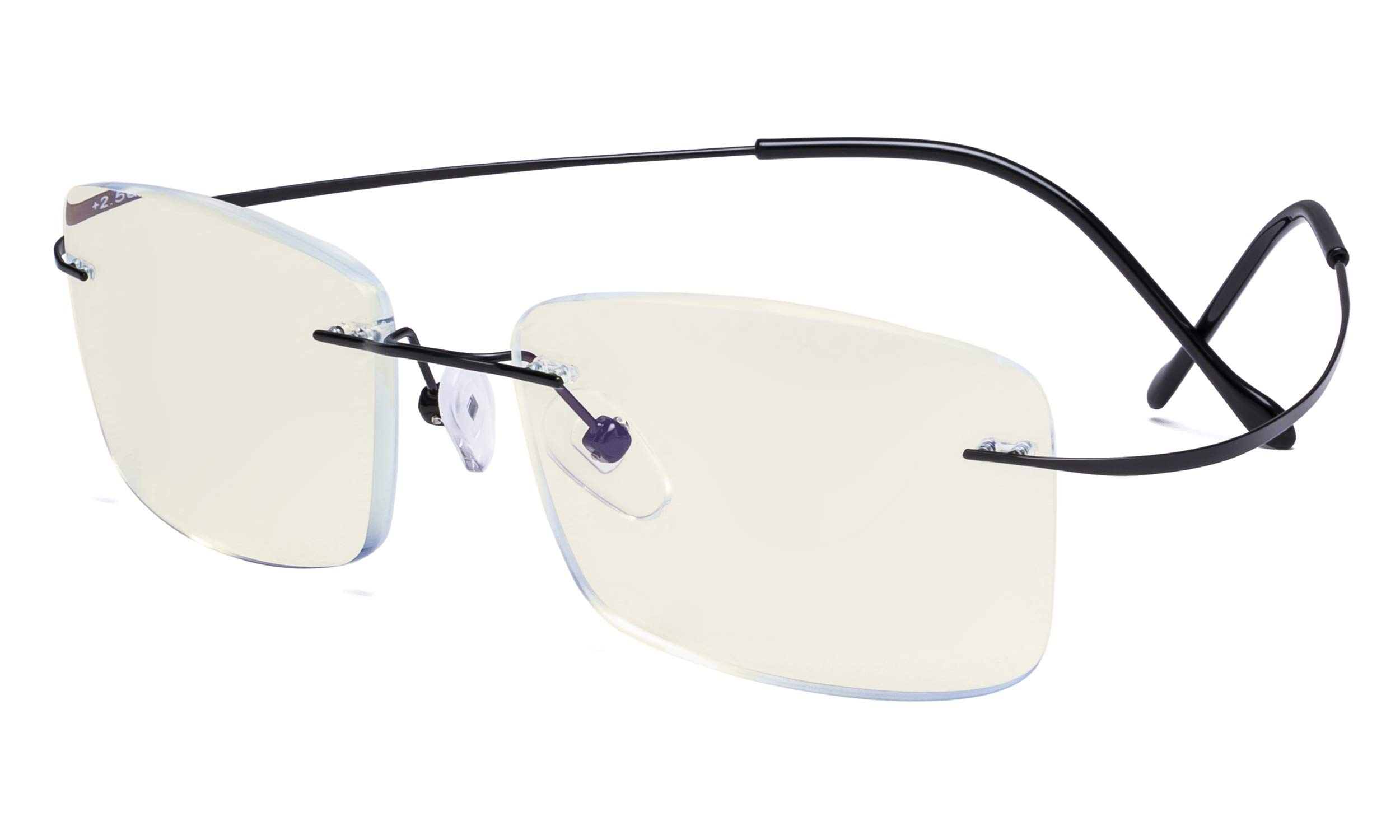 Eyekepper Titanium Rimless Orange Tinted Lenses Computer Reading Glasses Readers Men Women