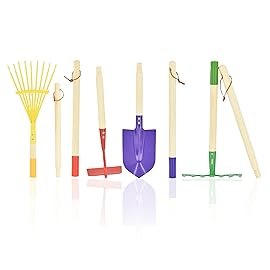 JustForKids Kids Garden Tool Set,detatchble, Portable 4-Piece Multicolored Set for Gardening, 2-Pack with Travel Bag, Ages 5+