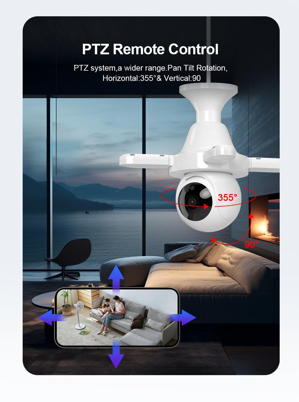 TKMARS Camara de Bombilla Vigilancia WiFi Exterior/Interior Camara de Vigilancia 355°, Cámara IP Vigilancia de Seguridad, Seguimiento Automático, Sirena, Visión Nocturna Color, Audio Bidireccional
