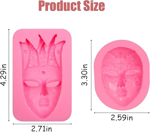 Miniatura 2 de Moldes venecianos para fondant, 3 unidades, máscara de mascarada, molde de silicona para decoración de pasteles, dulces, azúcar, cupcakes,