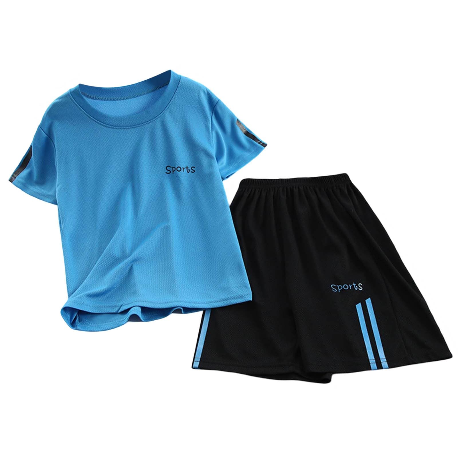 Generisch Chándal para niños y niños, ropa deportiva, juego de chándal para niños pequeños, primavera, verano, manga corta, camiseta deportiva, pantalones cortos, ropa