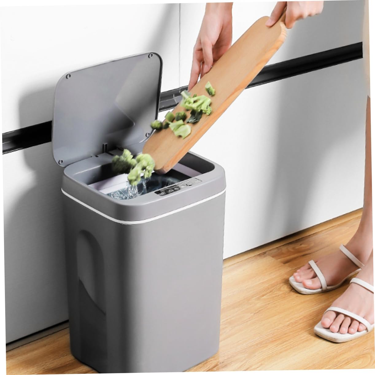 Ciieeo Smart Trash Can Lid 13 Gallon Automatic Sensor Kitchen Garbage Bin Large Capacity for Home Bathroom and Kitchen Stainless Steel Easy to Use