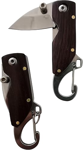 Miniatura 3 de DOSMAMZ Cuchillo de bolsillo, Hoja de pulido biselada de doble cara de acero inoxidable de 1.4 pulgadas, Apertura asistida de perno de pulgar con