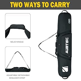 AUMTISC Snowboard Bag Padded for Air Travel Flying Snow Board Bags Case with Storage Compartments Snowboarding Gear and Equipment Bag 165cm Black