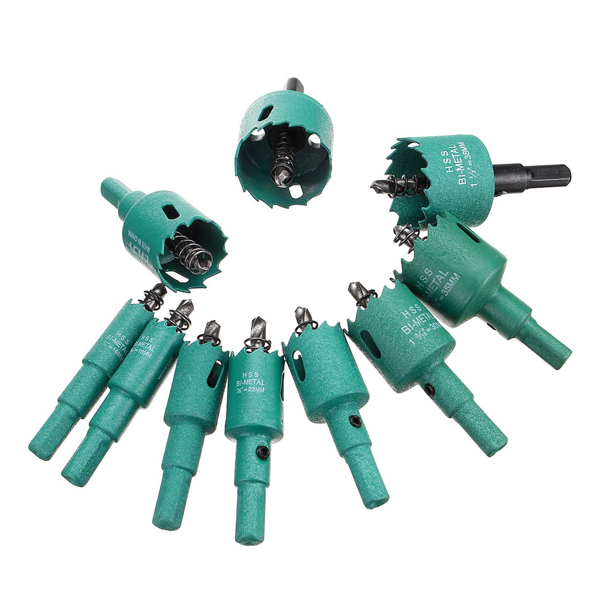 RanDal 10Pcs 16-40Mm Green M42 Hss Hole Saw Cutter Tooth Metal Cutter Set Abridor Brocas