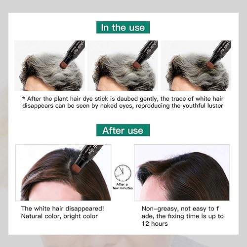 Miniatura 7 de SEVICH Plumas de pincel de tinte para el cabello gris - Raíz de pelo para retoque temporal blanco para Solon Home 0.7 fl oz marrón oscuro