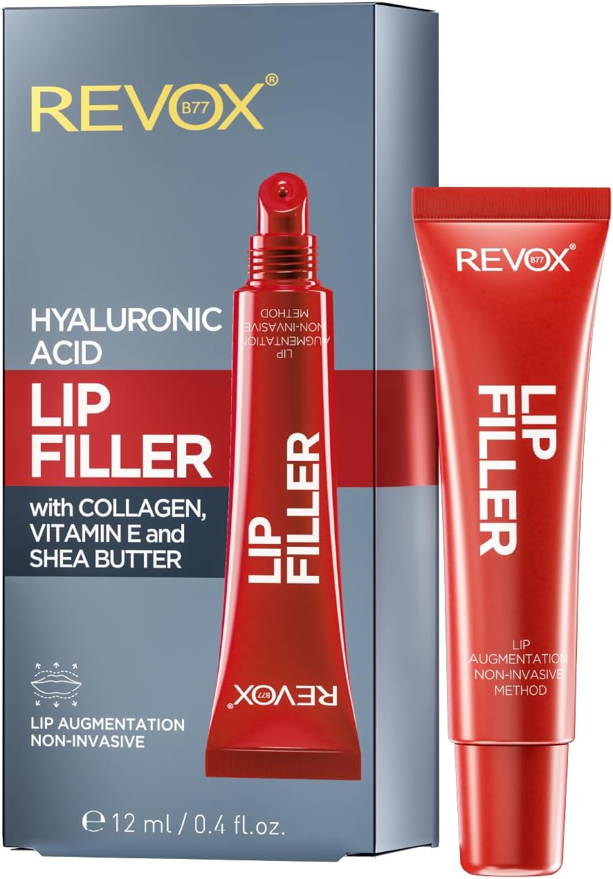 REVOX B77 – Lip Filler Hyaluronic Acid, 12 Ml, Lip Plumper with Hyaluronic Acid, Fuller And Hydrated Lips, Reduces Fine Lines And Wrinkles, Softer And Velvety Lips