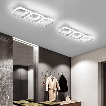 EIDISUNY Ceiling Light 3 Rectangles LED Latest Personality Simple White Modern Led Ceiling Light for Hallway Entrance Office Bedroom Kitchen Living Room Aisle - 54cm 33W Cool White Light 6000K (White) [Energy Class E]