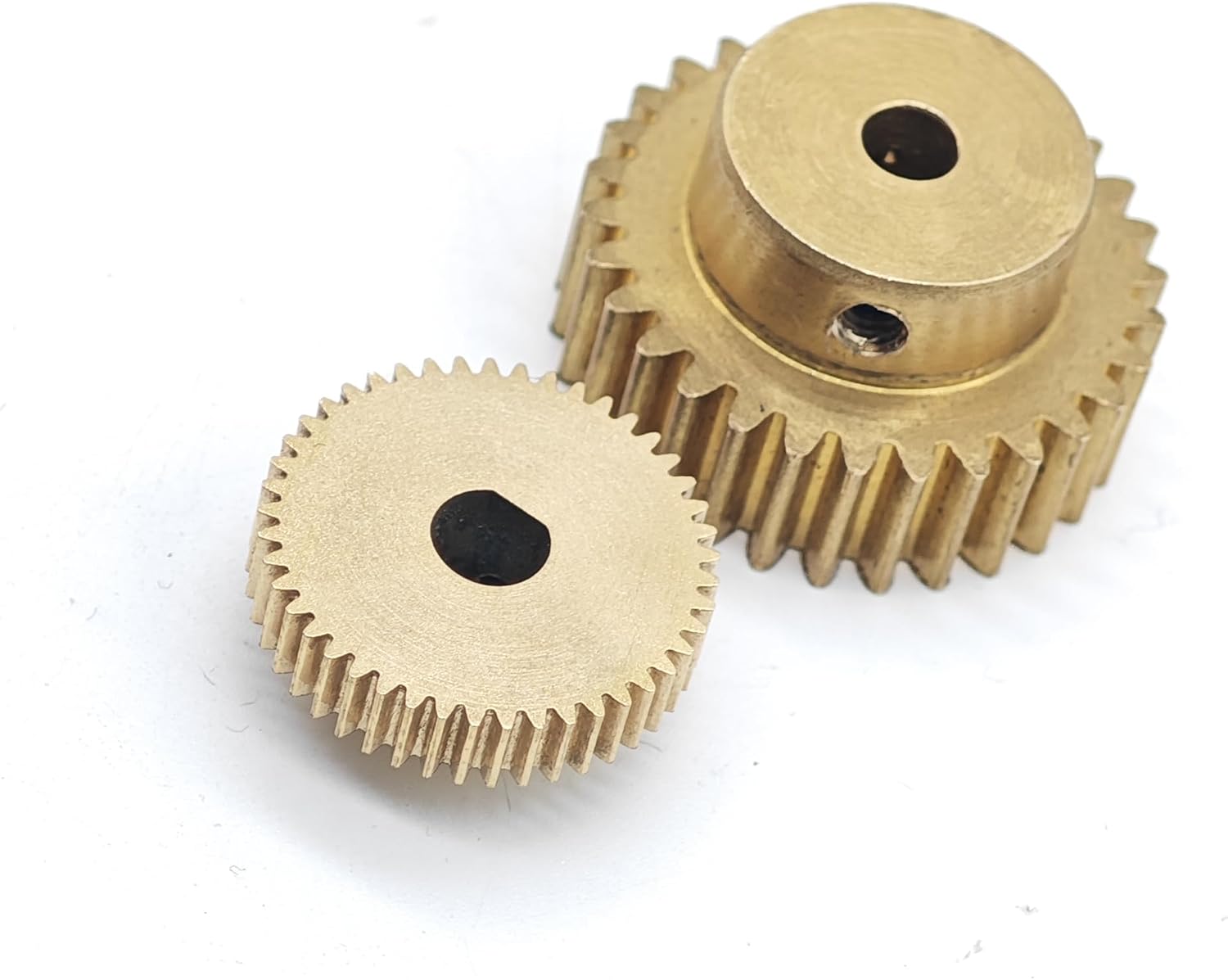 Gear Pinion, Engine,0.6M 94T Brass Spur 5mm Teeth Thickness Straight Tooth Transmission Cylindrical with Step Shaft Hardware(3.17mm bore)