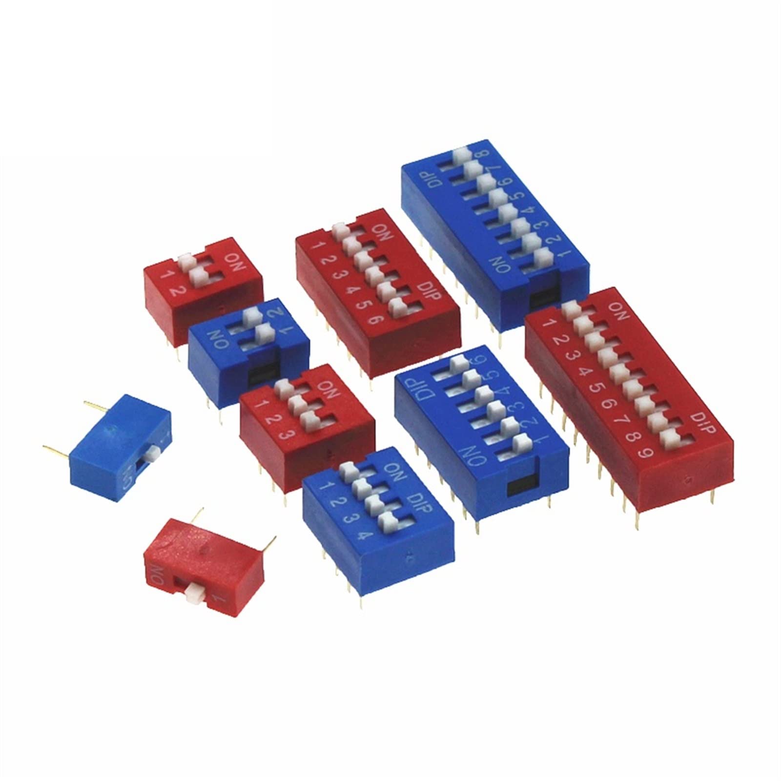 10PCS Red Toggle Switch Spacing 2.54MM Dip Dial The Code Switch 1 2 3 4 5 6 7 8 9 10 12 PIN Quick Switch (Color : Red, Size : 12) (Color : Red, Size : 7)