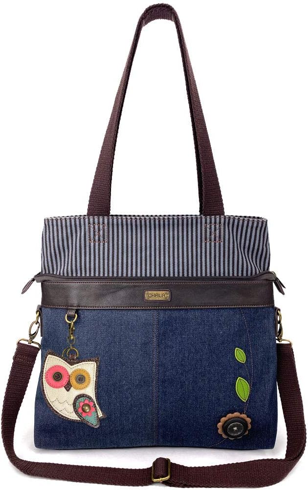 CHALA Canvas Convertible Denim Blue Stripe Work Tote
