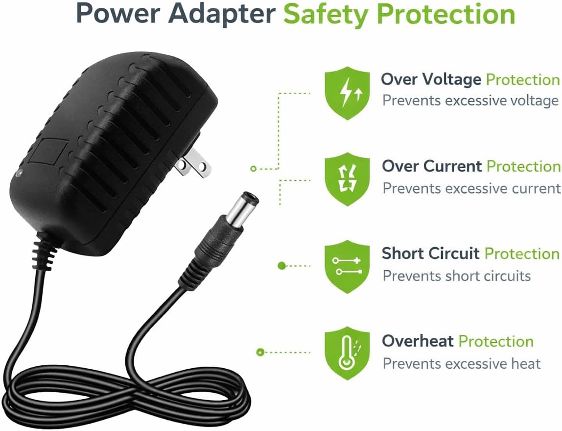 6V 2A Power Supply Adapter, Universal AC/DC 100-240V 50-60Hz to 6 Volt 2 Amp Adapter Converter with 5.5x2.5mm DC Power Cord