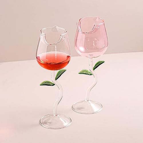 Copas de vino creativas con flores rosas, copas de vino tinto de cristal, copa de jugo de cóctel para fiestas, bodas, festivales, bares,
